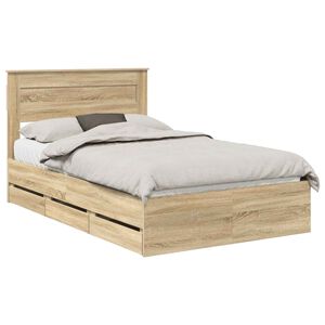 vidaXL Bed Frame with Drawer Sonoma Oak 135 x 190 cm Engineer Wood