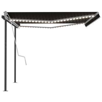 vidaXL Manual Retractable Awning with LED 4x3 m Anthracite