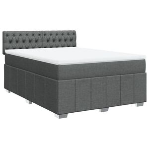 vidaXL Box Spring Bed with Mattress Black Double Fabric