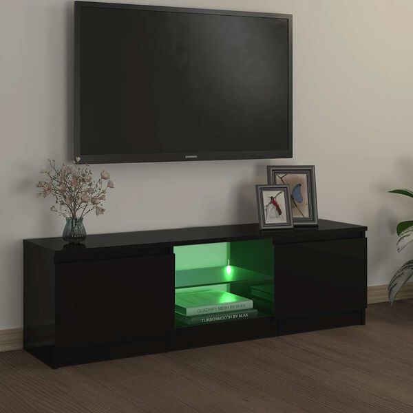 vidaXL TV Cabinet with LED Lights Black 120x30x36 cm