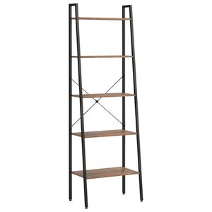 vidaXL Standing Shelf | Dark brown and black | Engineered wood, Steel | Tall