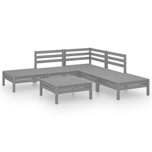 vidaXL Garden Lounge Set | Grey | Solid pinewood | 6 Piece Set | Modular