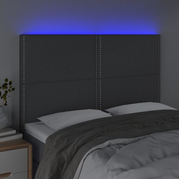 vidaXL LED Headboard Dark Grey 144 cm Fabric