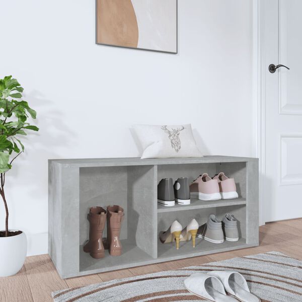vidaXL Shoe Cabinet Concrete Grey 100x35x45 cm Engineered Wood