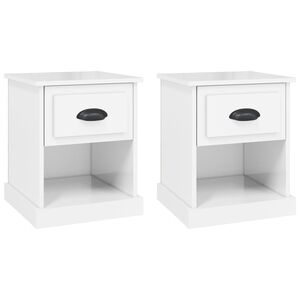 vidaXL Bedside Cabinets 2 pcs High Gloss White 39x39x47.5 cm Engineered Wood