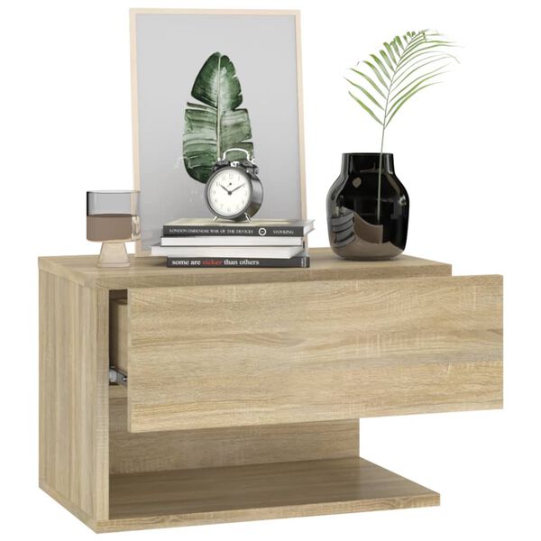 vidaXL Wall-mounted Bedside Cabinet Sonoma Oak