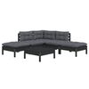 vidaXL 6 Piece Garden Lounge Set with Cushions Black Pinewood