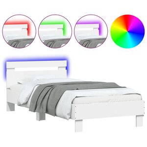 vidaXL Bed Frame without Mattress with LED Lights White 90x190 cm Single