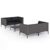 vidaXL 5 Piece Garden Lounge Set with Cushions Poly Rattan Dark Grey