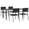 vidaXL 5 Piece Garden Dining Set Black Poly Rattan