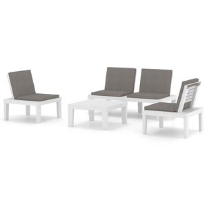 vidaXL 4 Piece Garden Lounge Set with Cushions Plastic White
