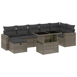 vidaXL 8 Piece Garden Sofa Set with Cushions Grey Poly Rattan