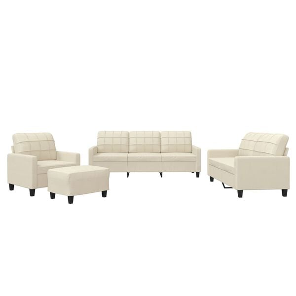 vidaXL 4 Piece Sofa Set with Cushions Cream Faux Leather