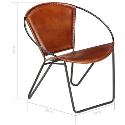 vidaXL Chair Brown Real Leather