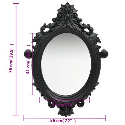 vidaXL Wall Mirror Castle Style 56x76 cm Black
