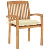 vidaXL Garden Chairs 2 pcs with Cream White Cushions Solid Teak Wood