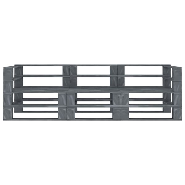 vidaXL Garden Pallet Sofa Grey 3-Seater Wood