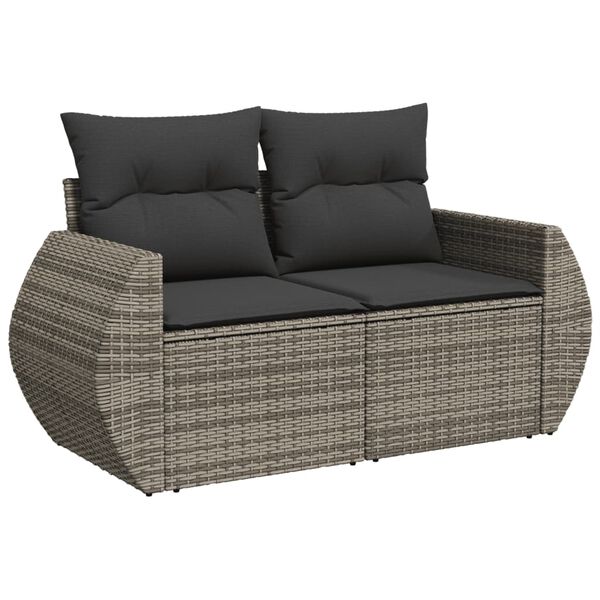 vidaXL 10 Piece Garden Sofa Set with Cushions Grey Poly Rattan