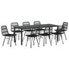 vidaXL Garden Dining Set 9 pcs Black Powder-Coated Steel