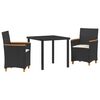 vidaXL Garden Dining Set 3 pcs Black Poly Rattan