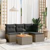 vidaXL 5 Piece Garden Sofa Set with Cushions Grey Poly Rattan