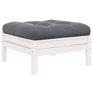 vidaXL Garden Footstool with Anthracite Cushion White Solid Pinewood