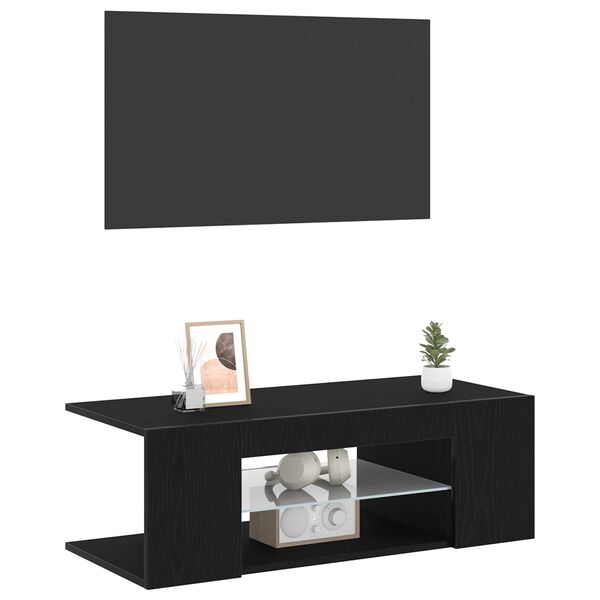 vidaXL TV Cabinet Black Oak 90 x 39 x 30 cm Engineered Wood