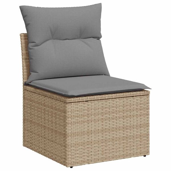 vidaXL 9 Piece Garden Sofa Set with Cushions Beige Poly Rattan
