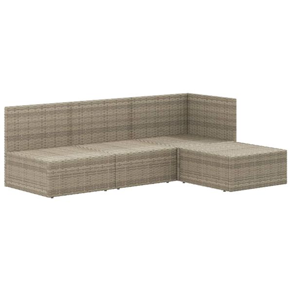 vidaXL 4 Piece Garden Lounge Set with Cushions Grey Poly Rattan