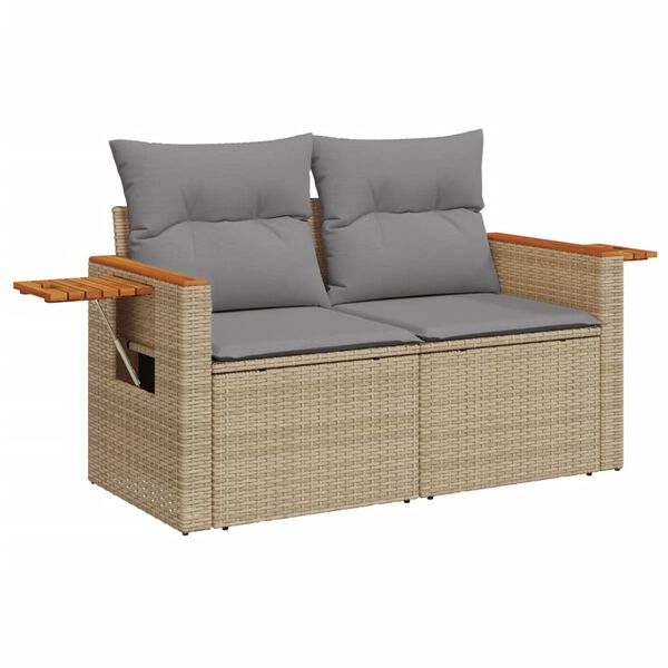 vidaXL 9 Piece Garden Sofa Set with Cushions Beige Poly Rattan