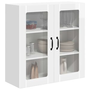 vidaXL Wall Glass Cabinet LUCCA High Gloss White 80 x 31 x 80 cm