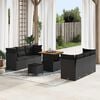 vidaXL Garden Sofa Set with Cushion 9 pcs Black Poly Rattan