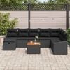 vidaXL Garden Sofa Set with Cushion 9 pcs Black Poly Rattan
