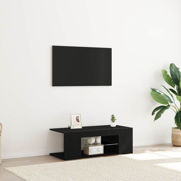 vidaXL TV Cabinet Black Oak 90 x 39 x 30 cm Engineered Wood