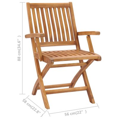 vidaXL Folding Garden Chairs 2 pcs Solid Teak Wood