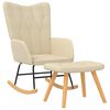 vidaXL Rocking Chair with a Stool Cream Fabric