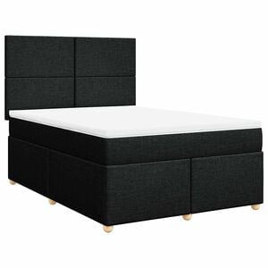 vidaXL Box Spring Bed with Mattress Black Queen Fabric
