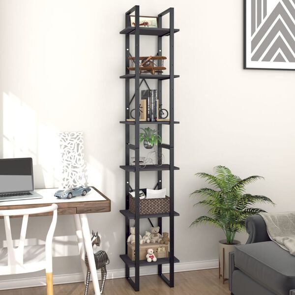vidaXL 6-Tier Book Cabinet Grey 40x30x210 cm Engineered Wood