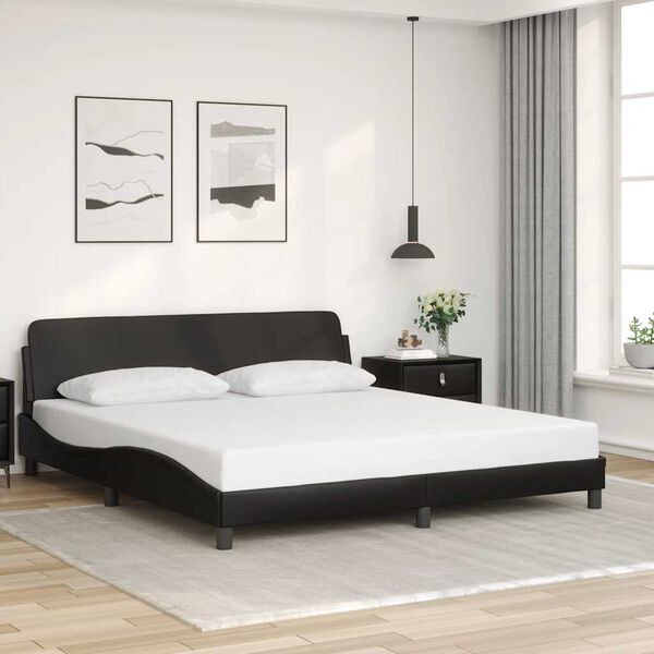 vidaXL Bed Frame "Dover" Black 180x200 cm King Faux Leather