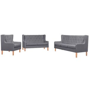 vidaXL Sofa Set 3 Pieces Fabric Grey