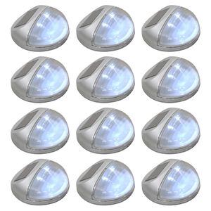 vidaXL Outdoor Solar Wall Lamps LED 12 pcs Round Silver