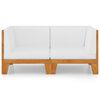 vidaXL 2-Seater Sofa with Cream White Cushions Solid Acacia Wood