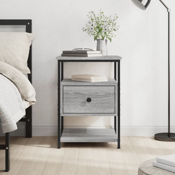 vidaXL Bedside Cabinet Grey Sonoma 40x42x56 cm Engineered Wood