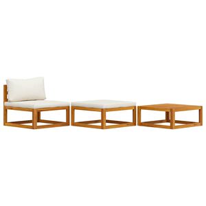 vidaXL 3 Piece Garden Lounge Set with Cream Cushions Solid Acacia Wood