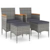 vidaXL 4 Piece Garden Chair and Stool Set Poly Rattan Grey