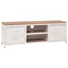 vidaXL TV Stand | White and Brown | Galvanised Steel and Solid Fir Wood | Small
