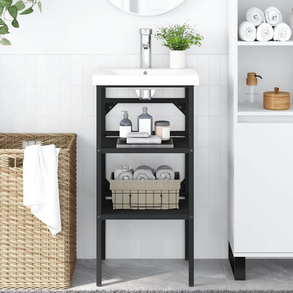 vidaXL Bathroom Washbasin Frame Black 40x38x83 cm Iron