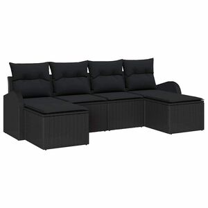 vidaXL Garden Sofa Set 6 pcs Black [Synthetic]: Poly Rattan