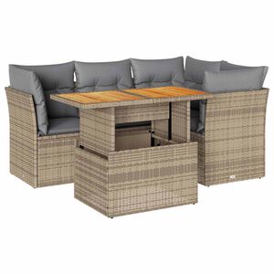 vidaXL 5 Piece Garden Sofa Set with Cushions Beige Poly Rattan