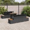 vidaXL Garden Sofa Set with Storage 7 pcs Black Poly rattan